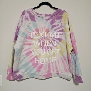 Lonely Ghost Tie Dye Sweatshirt Crewneck Text Me When You Get Home Pastel Cozy ~
